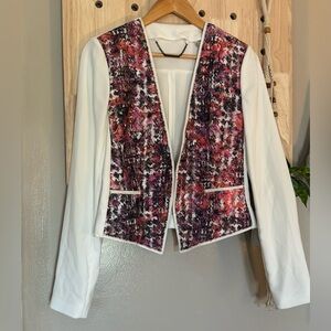 Elie Tahari Pink and White Blazer with Modern Design